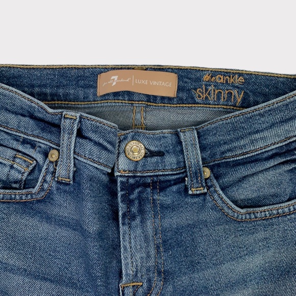 7 For All Mankind Mid-rise Skinny Jeans With Metallic Stripes in Vintage Muse - Picture 5 of 8